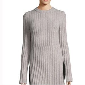JOSEPH Ribbed Wool Tunic Sweater – Size M, Gray